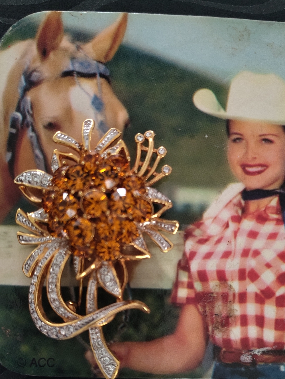 Jackie Kennedy Floral Bouquet Rhinestone Brooch